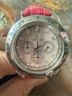 Toy Watch Pink Dial Chronograph with Pink Strap and Crystal Markers